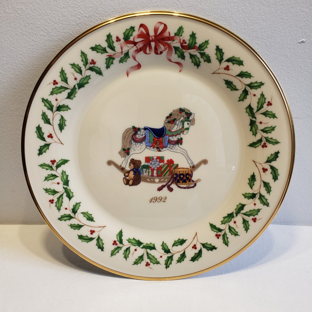 Lenox Collector Plate 1992 Annual Holiday Rocking Horse Ivory Gold